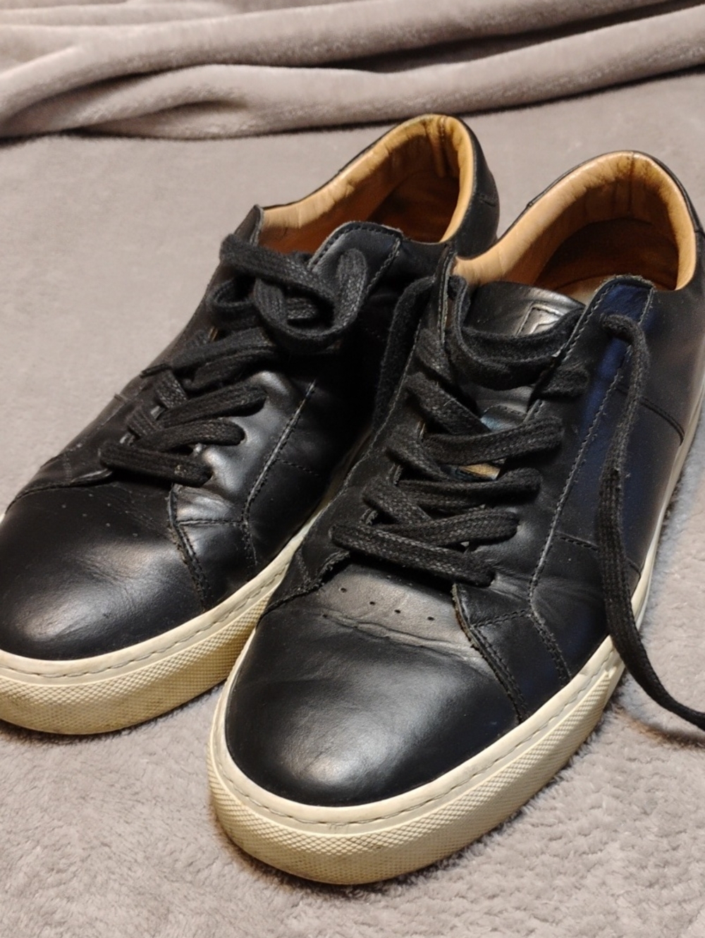 Greats Black Leather Sneakers with Cream Soles